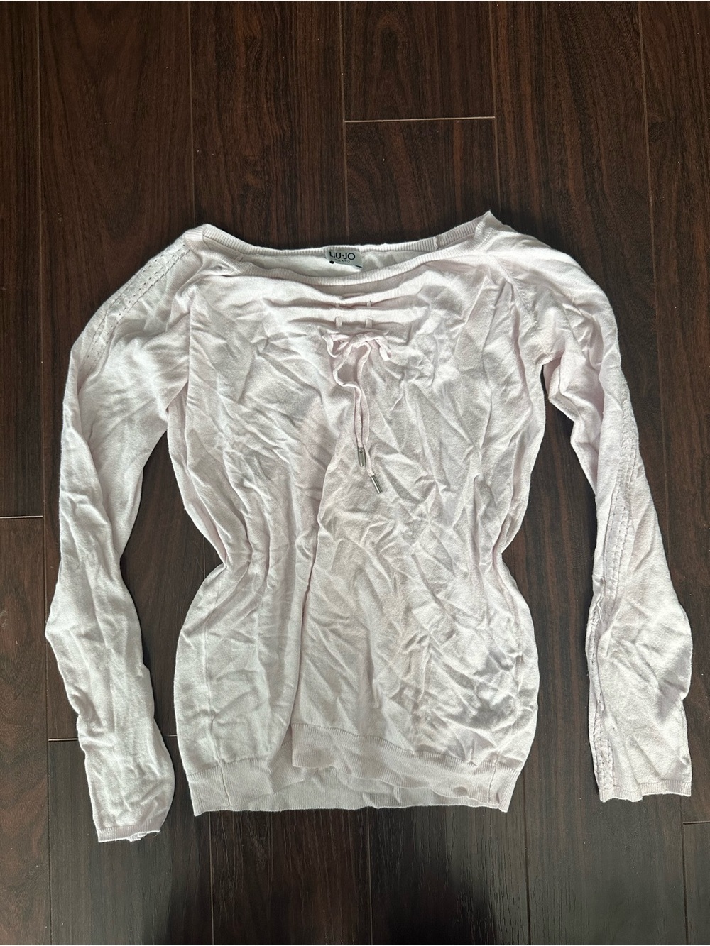 Liu Jo Light Pink Tie-Front Long Sleeve Top